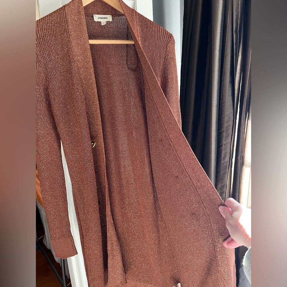 L'AGENCE Noe Double Breasted Copper Cardigan Sweater - Picture 12 of 16